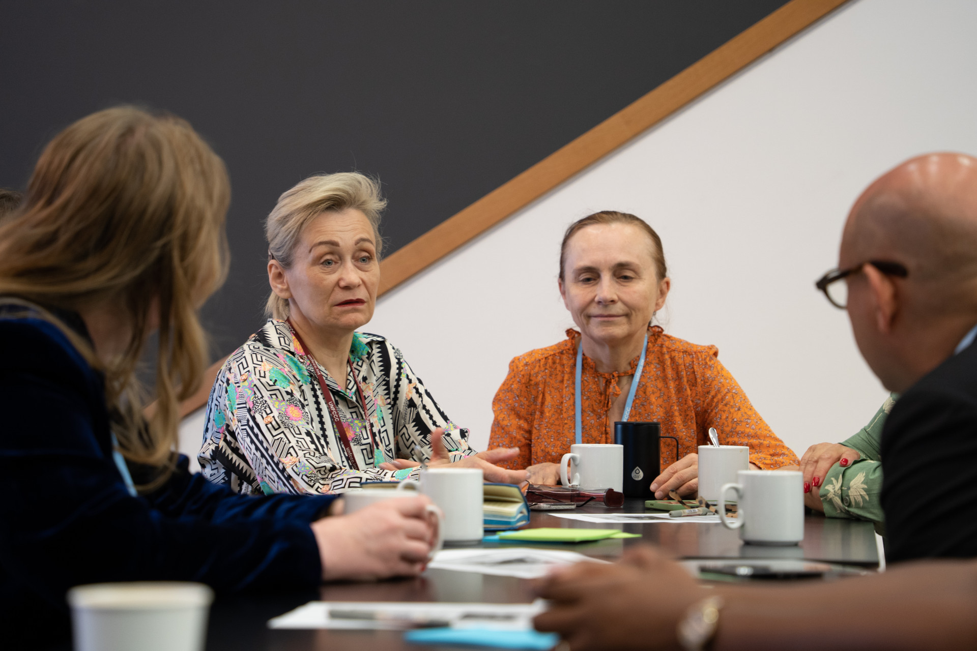 UN Climate Change Executive Secretary Simon Stiell (right) meets Women Climate Leaders at June Climate Meetings 2025.