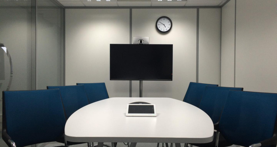 Conference room with camera and screen