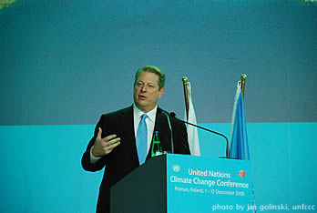 Al Gore addresses delegates on the urgency of the climate crisis and the need for action
