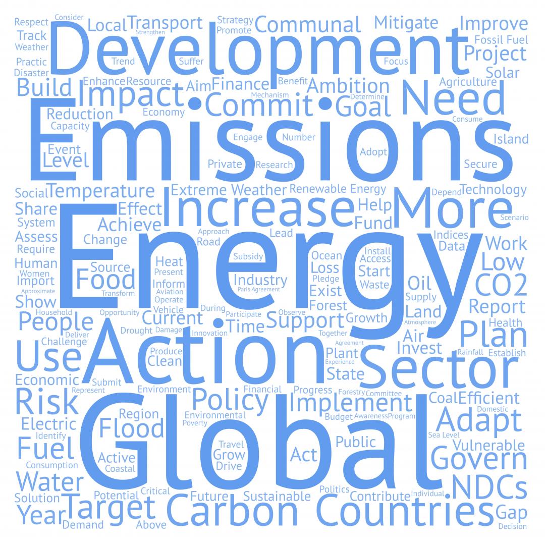 UNFCCC Talanoa Dialogue Word Cloud for where are we?