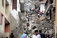 Landslide in a town in Peru
