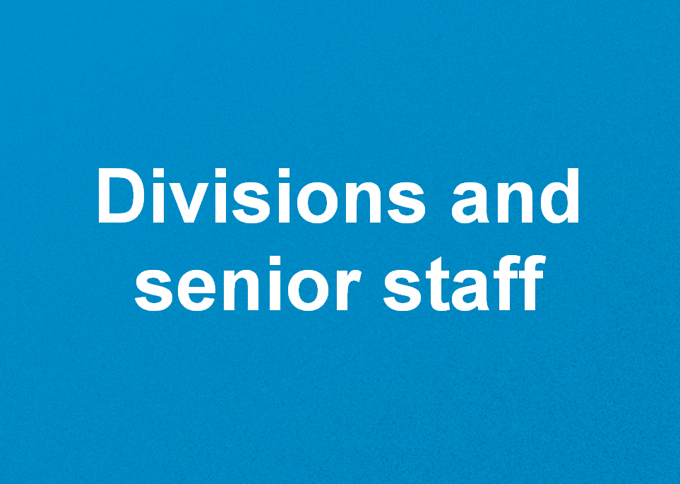 Divisions and senior staff
