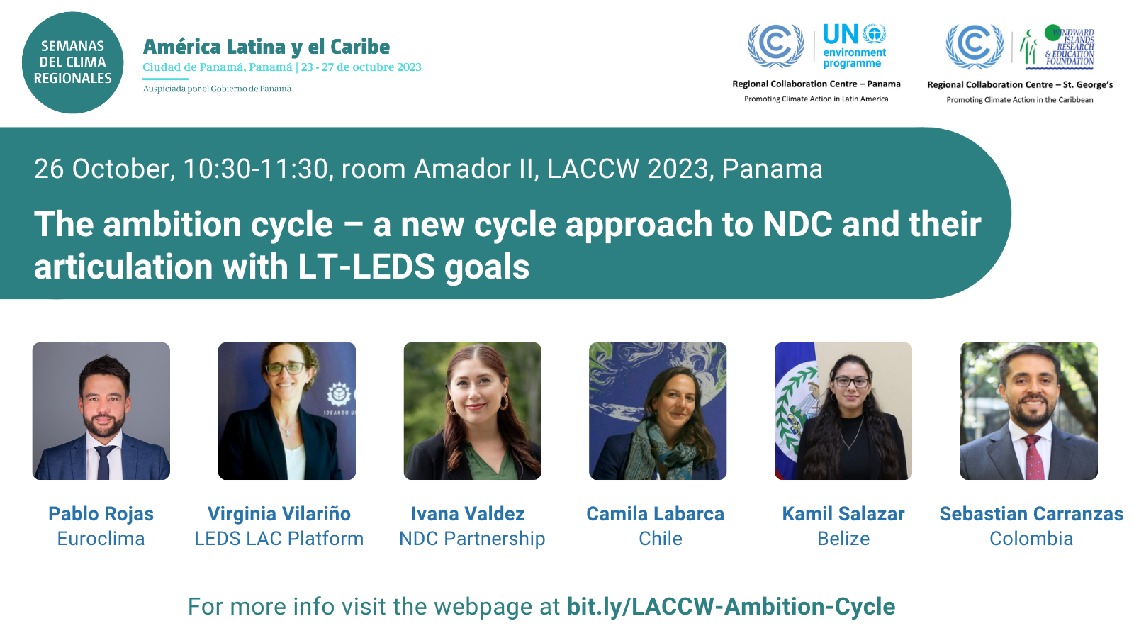 Panel of #LACCW2023 event: The Ambition Cycle, organized by RCC Latin America and RCC Caribbean - UN Climate Change