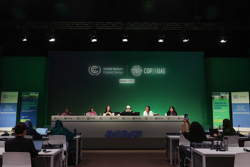 View of the podium at a Gender event at COP 28