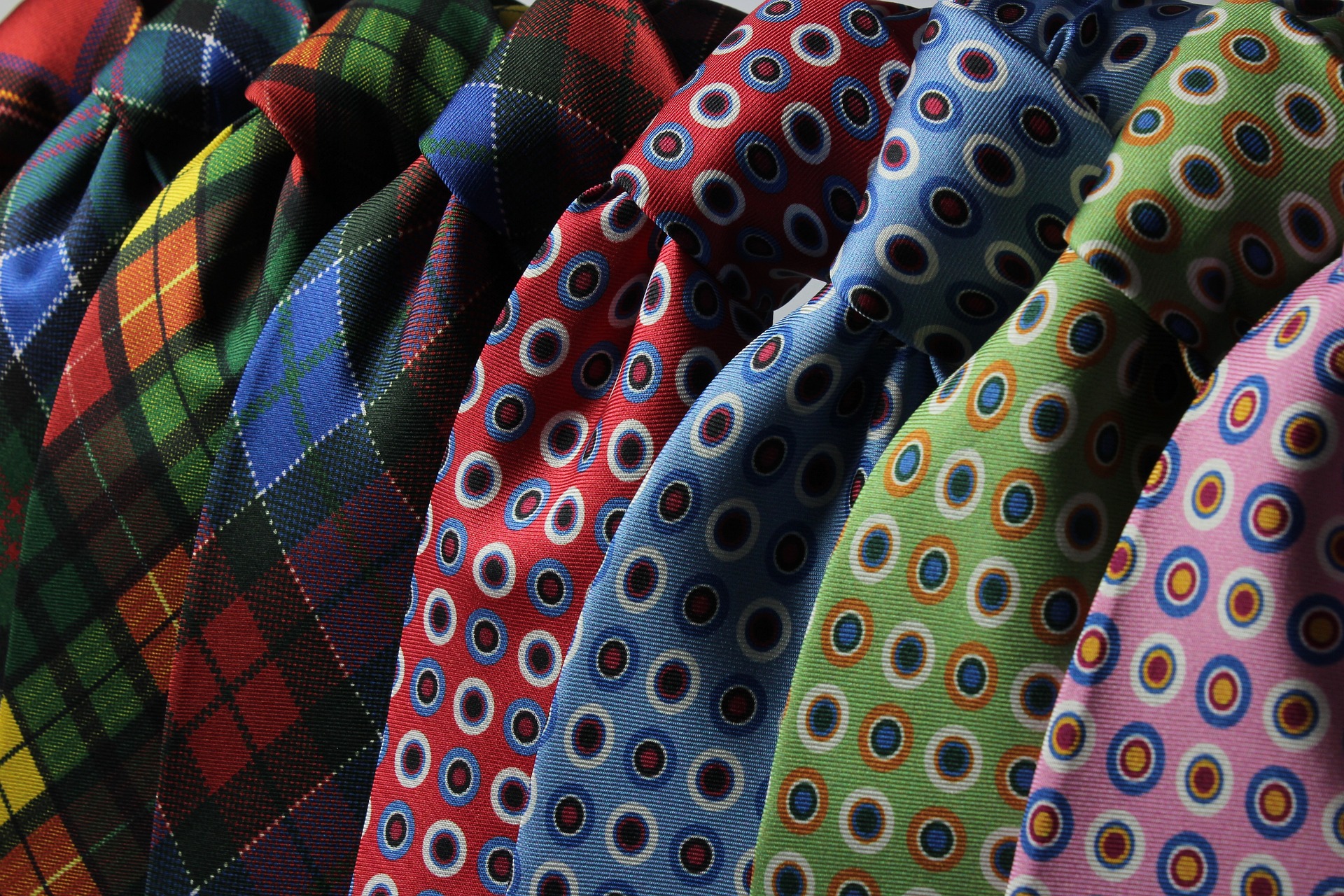 A row of beautifully coloured ties