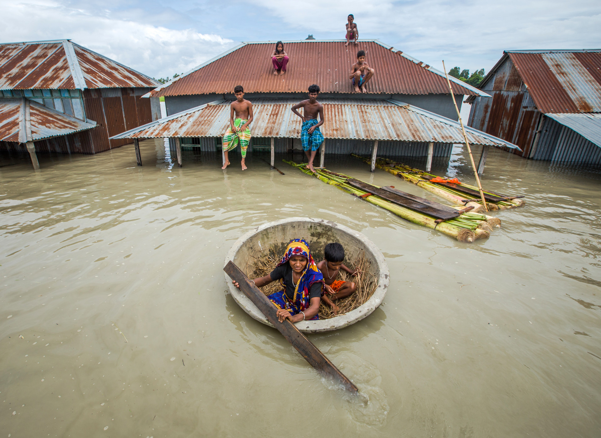 Family affected by floods in Bangladesh
