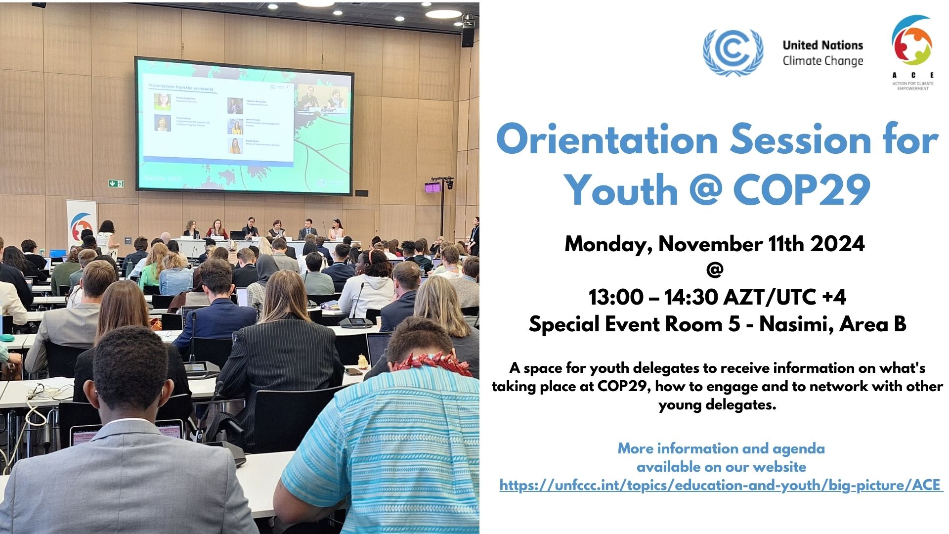 Orientation session for youth at COP 29