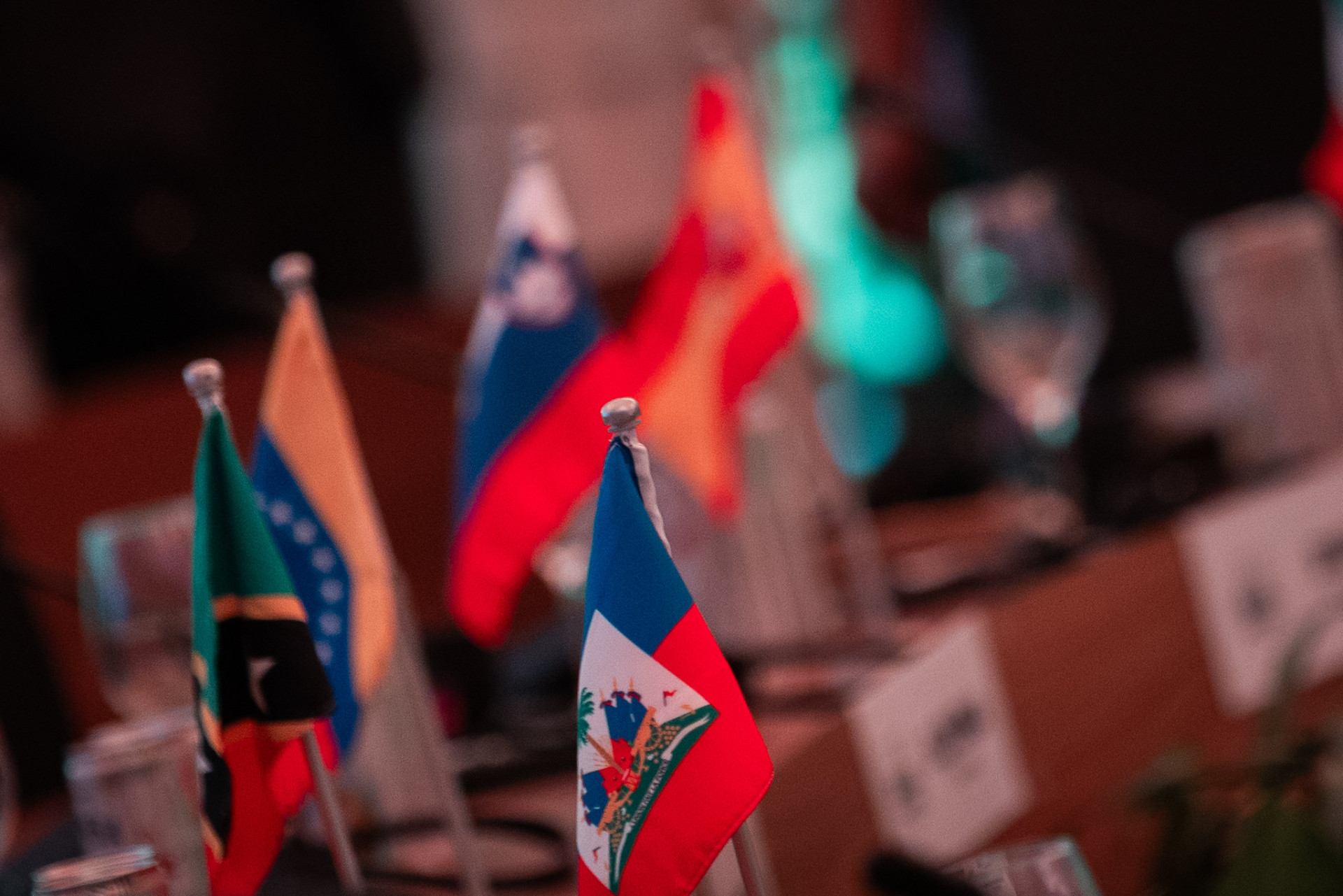 COP30 in Brazil, flags on the table