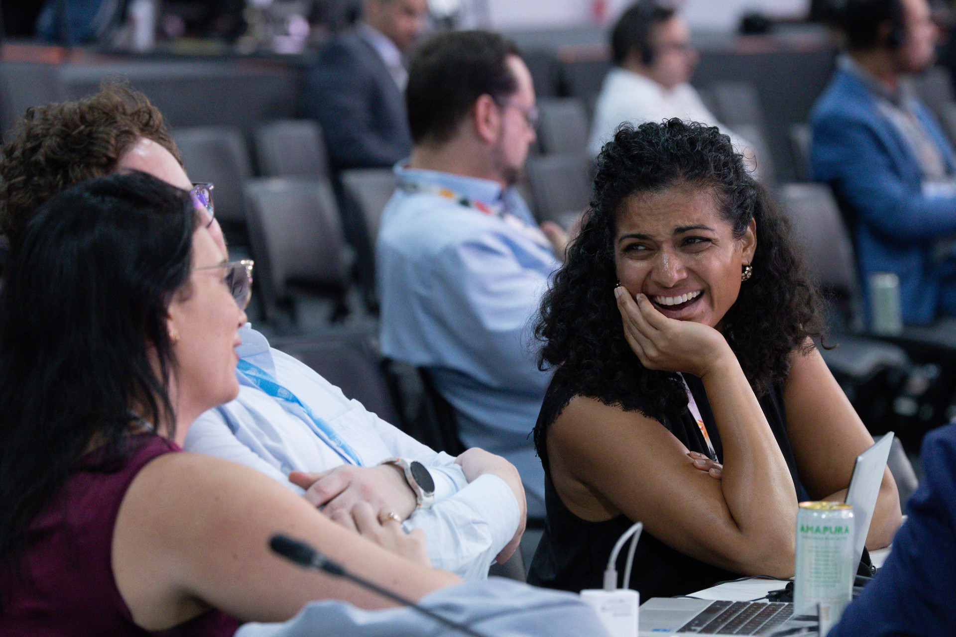 Delegates during a quiet moment at COP30