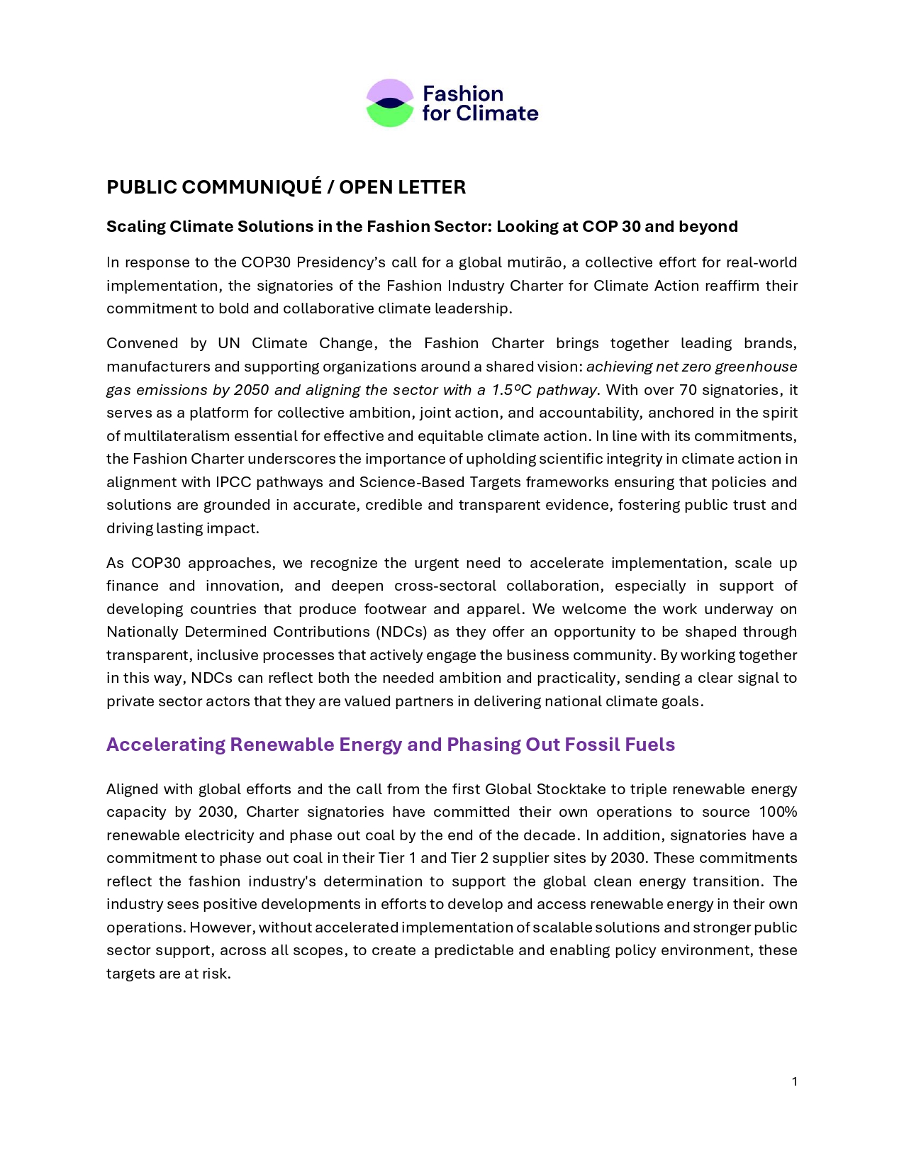 Road to COP30 Communiqué