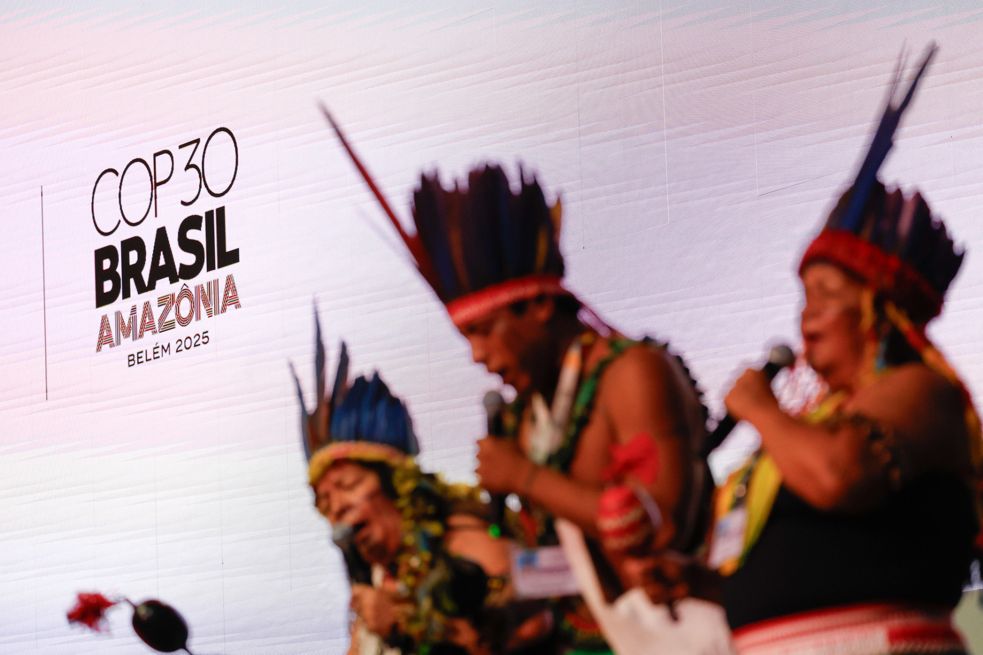 Indigenous performers at COP30