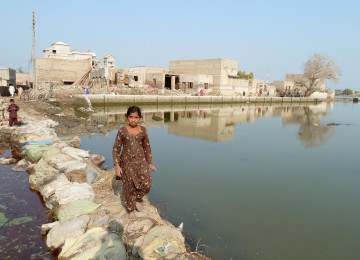 Flooded village Sindh Province Pakistan