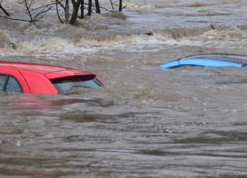 Cars in flood