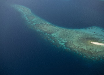 Aerial View of Marovo Lagoon, Solomon Islands.