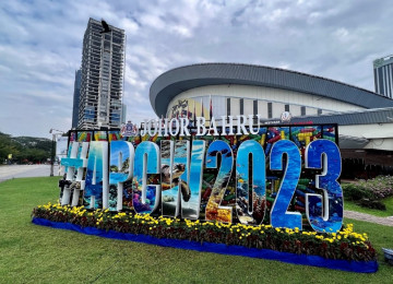 Entrance to the Asia Pacific Climate Week 2023 in Johor Bahru, Malaysia.