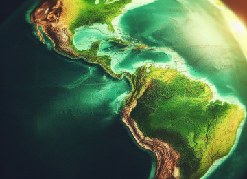 Image of a green earth focusing on the Latin America and Caribbean regions