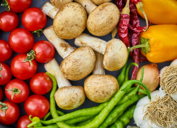 Vegetables in a food market.