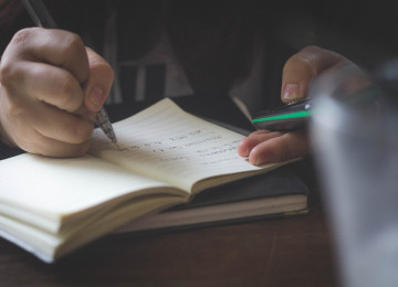 hand writing on paper