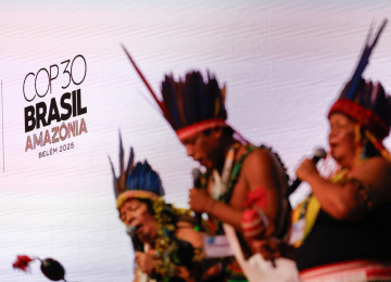 Indigenous performers at COP30