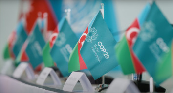 COP 29 host country flags soft focus