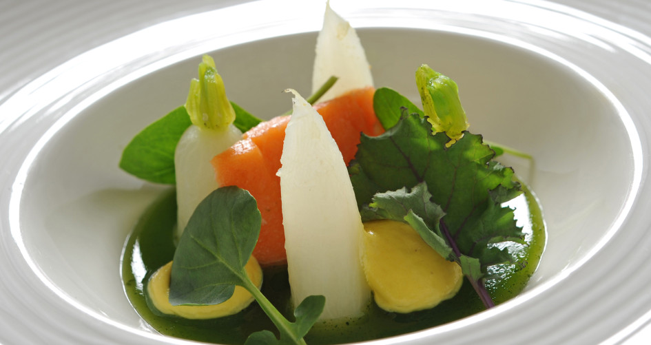 Radish and carrots on a plate