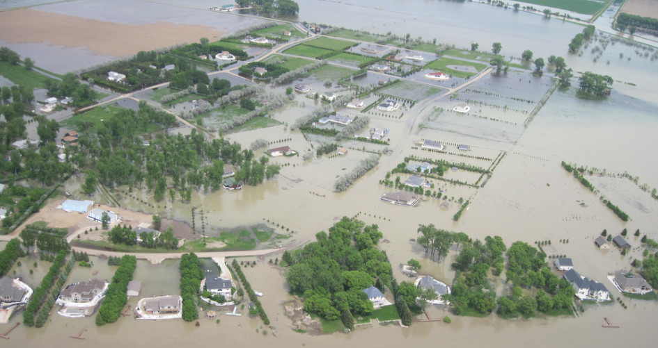aerial view of a big flood 