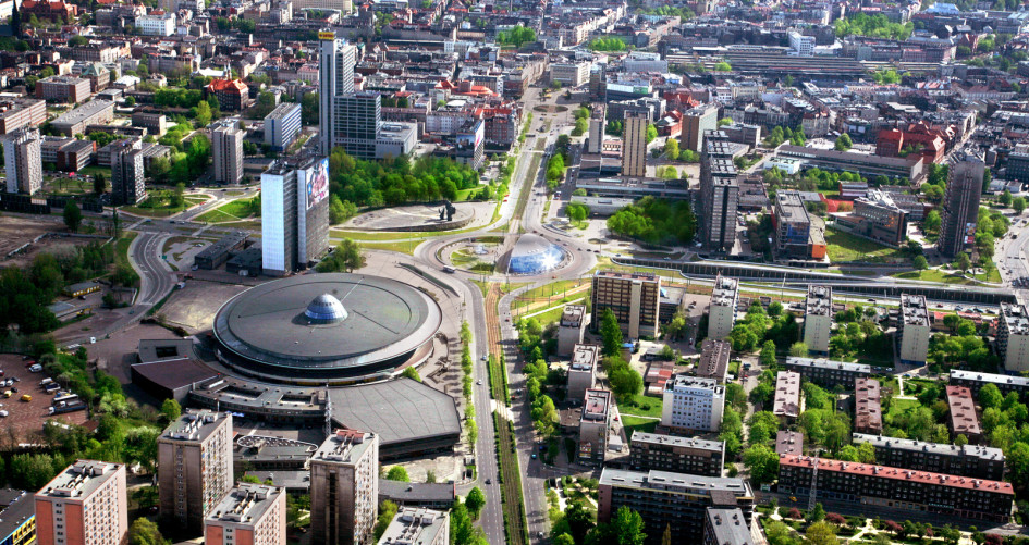 Katowice birds eye view of the city centre