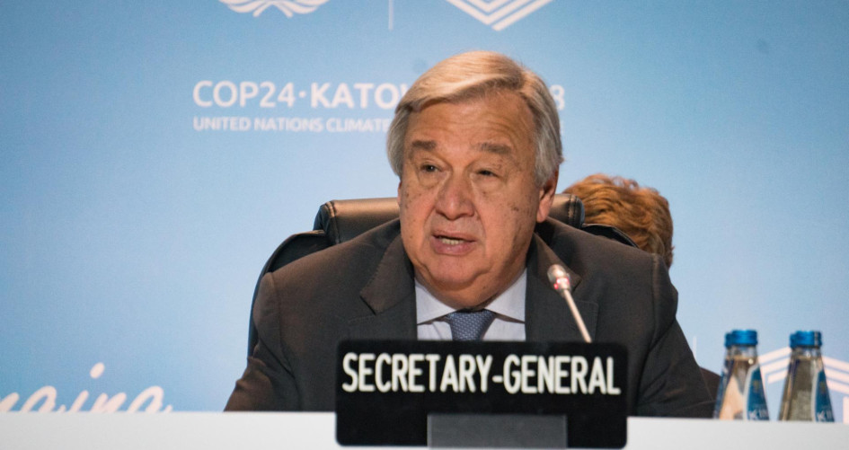 UN Secretary-General António Guterres speaks at the Talanoa Dialogue closing at COP24
