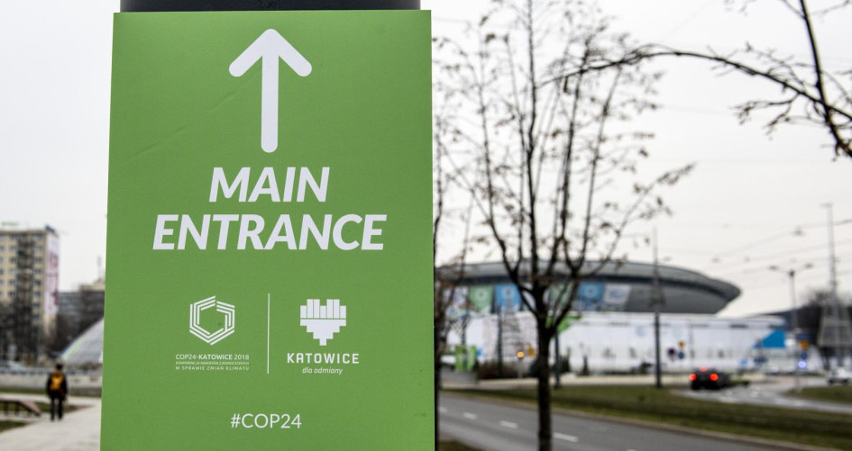 Entrance sign at COP24 