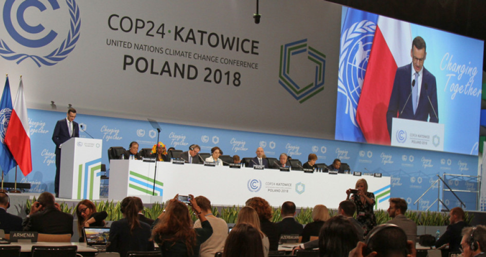 COP 24 opening plenary view of podium