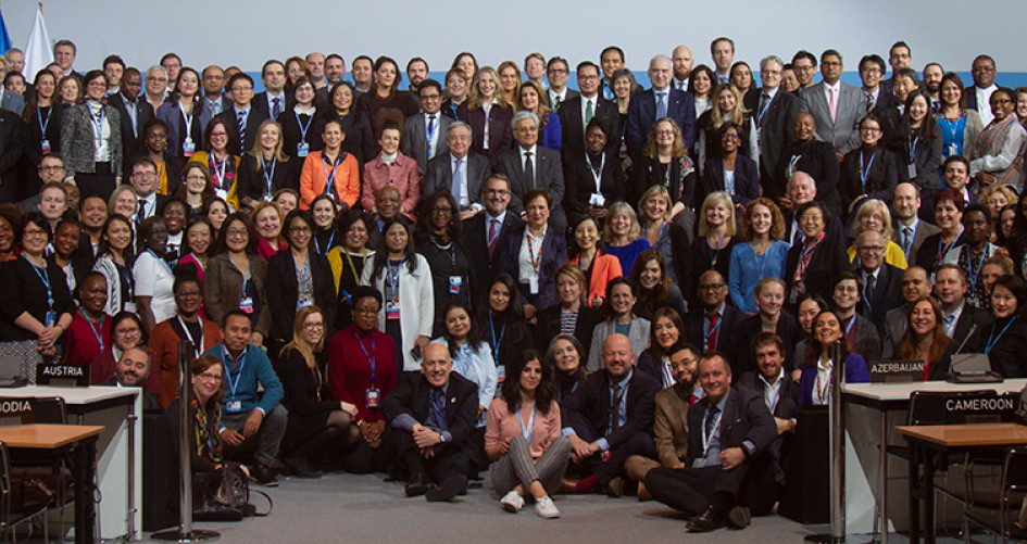 Secretariat staff with the UN Secretary-General at COP 24