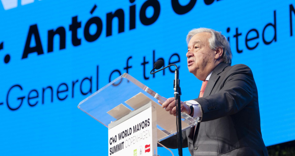 António Guterres speaks at the 2019 C40 Mayors Summit in Copenhagen 