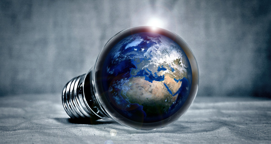 Image of a bulb containing planet Earth