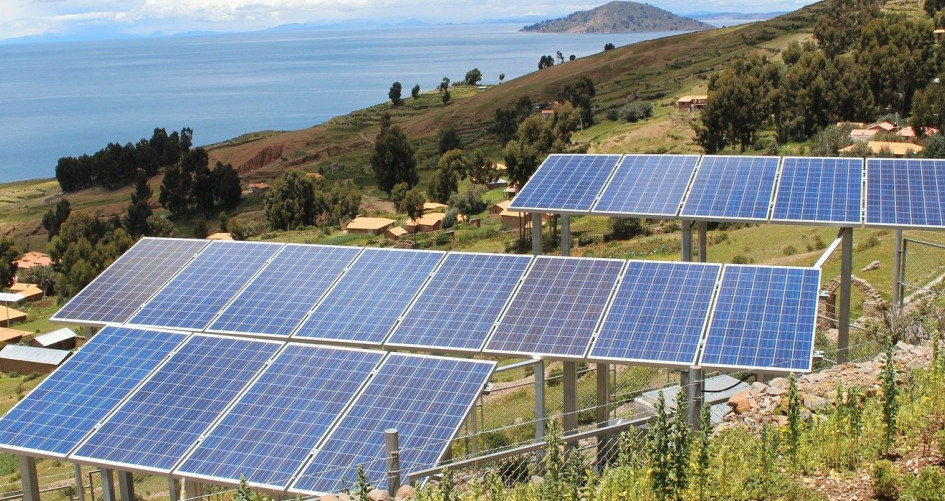 Solar panels in landscape