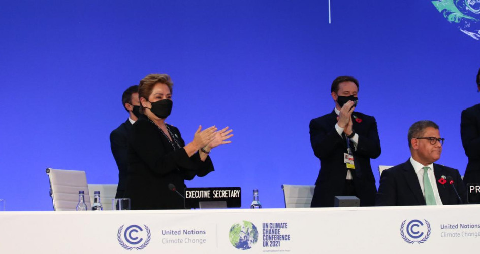 COP26 closing plenary podium