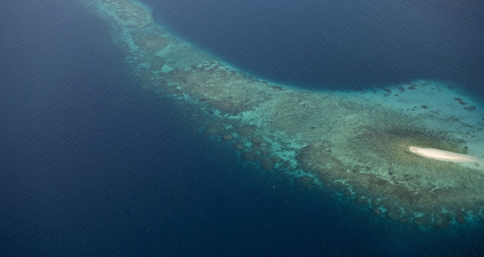 Aerial View of Marovo Lagoon, Solomon Islands.