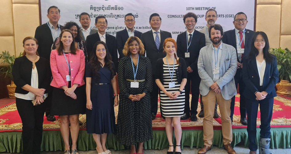 Members of the Consultative Group of Experts (CGE) with officials of the Government of Cambodia and UN Climate Change staff at the opening of the 10th CGE meeting.
