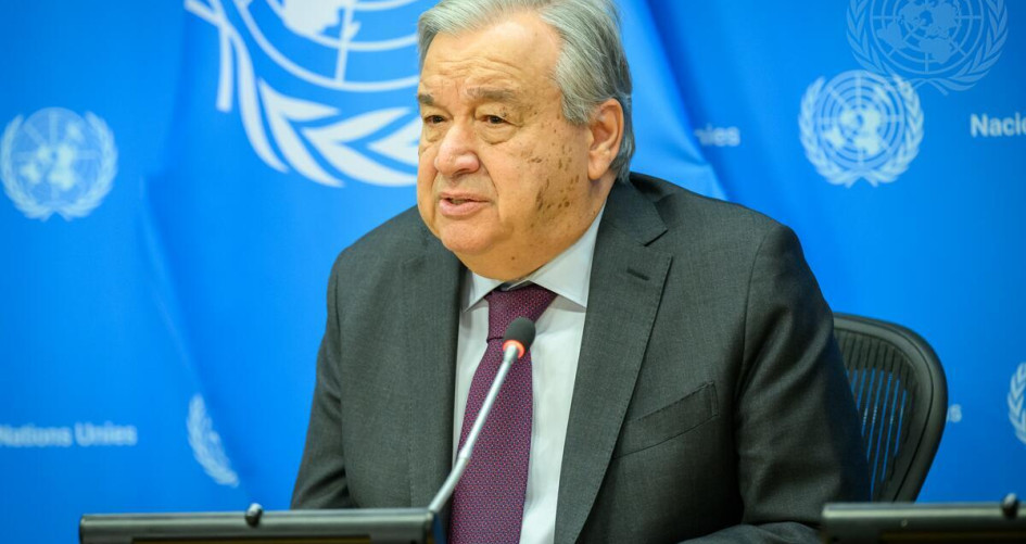 UN Secretary-General António Guterres during press conference about extreme heat on 31 July 2026