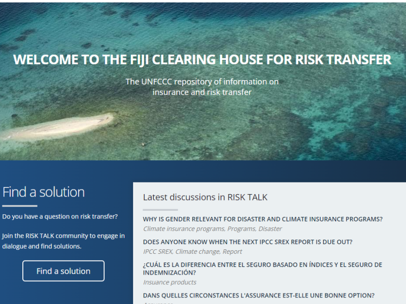 Fiji Clearing House for Risk Transfer Homepage