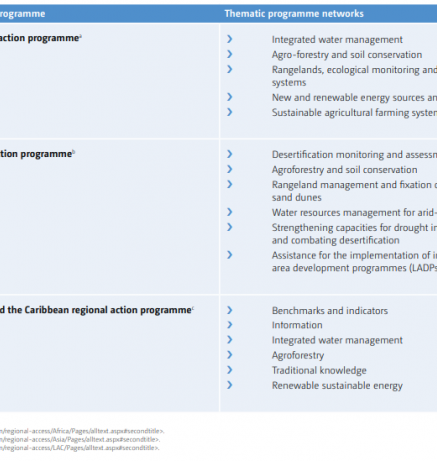 Thematic programme networks established under regional programmes