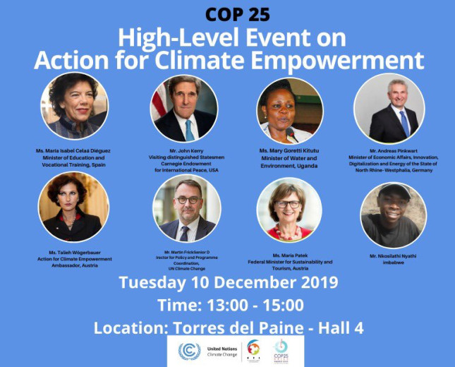 Pictures of the speakers at ACE High Level Event at COP25