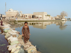 Flooded village Sindh Province Pakistan