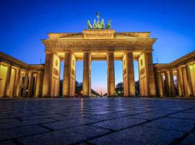 The Branderburg Gate in Berlin.