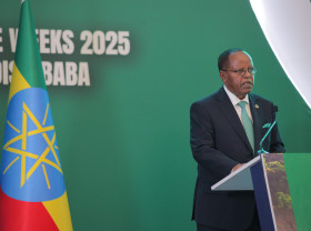 Ethiopian President H.E. Taye Atske-Selassie speaks during the second Climate Week of 2025, in Addis Ababa,