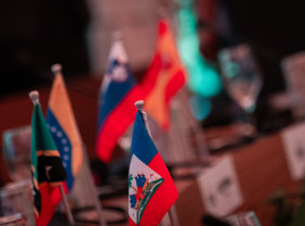 COP30 in Brazil, flags on the table