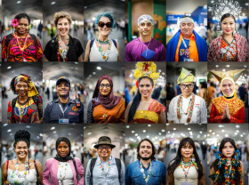 A combination of photos shows a multicultural group of people participating in the 30th Conference of the Parties (COP30).