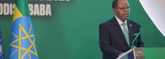 Ethiopian President H.E. Taye Atske-Selassie speaks during the second Climate Week of 2025, in Addis Ababa,
