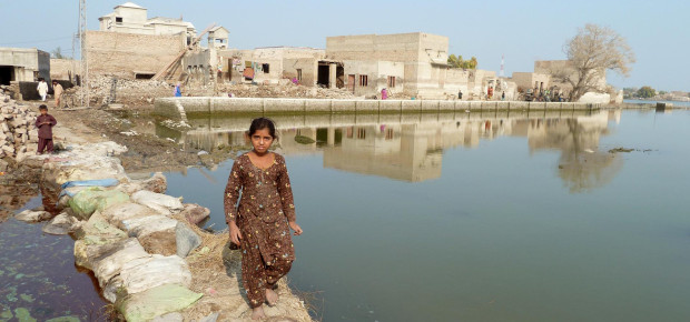Flooded village Sindh Province Pakistan